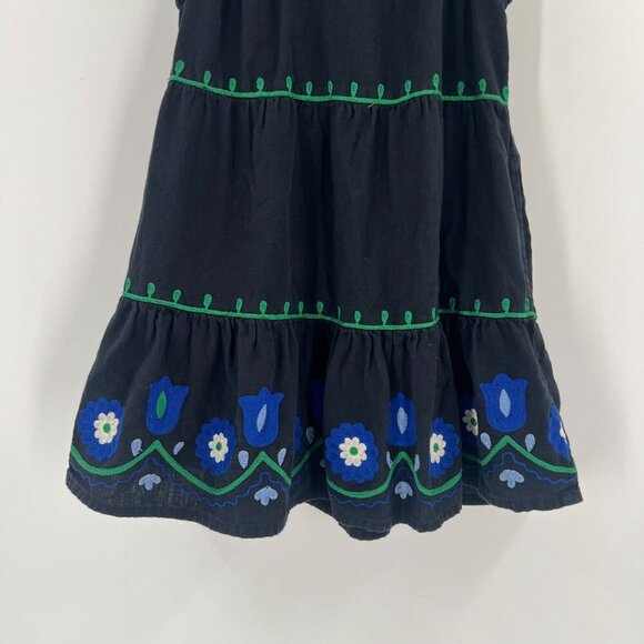 Roller Rabbit Girls 4 Blue Embroidered Tiered Dress Ruffle Sleeve Cotton Boho - Picture 10 of 11